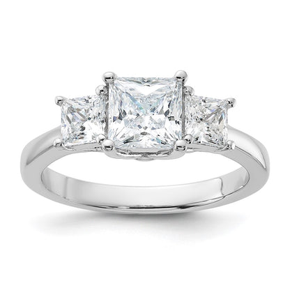 Rhodium-plated & CZ 3 Stone Ring - WBC