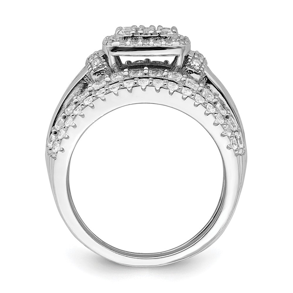 Rhodium-plated CZ Square Cut 3 Piece Set Ring - WBC