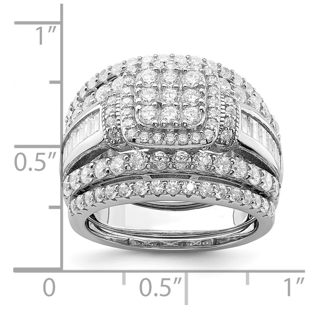 Rhodium-plated CZ Square Cut 3 Piece Set Ring - WBC
