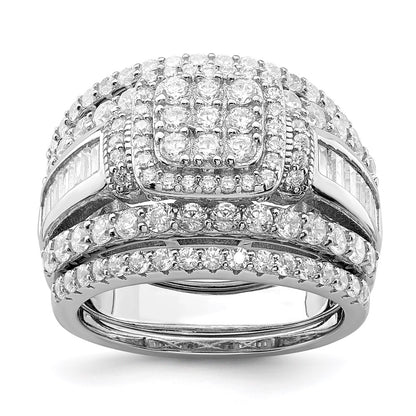 Rhodium-plated CZ Square Cut 3 Piece Set Ring - WBC