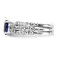 Rhodium-plated Blue CZ Engagement Ring and CZ Wedding Band Set - WBC