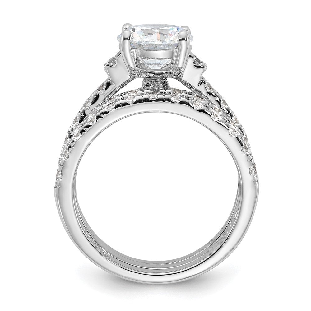 Rhodium-plated CZ Ring & 2 CZ Band Set - WBC