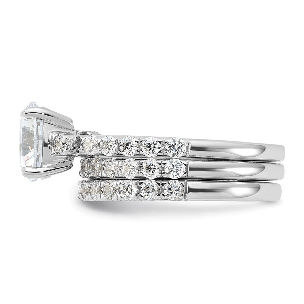 Rhodium-plated CZ Ring & 2 CZ Band Set - WBC