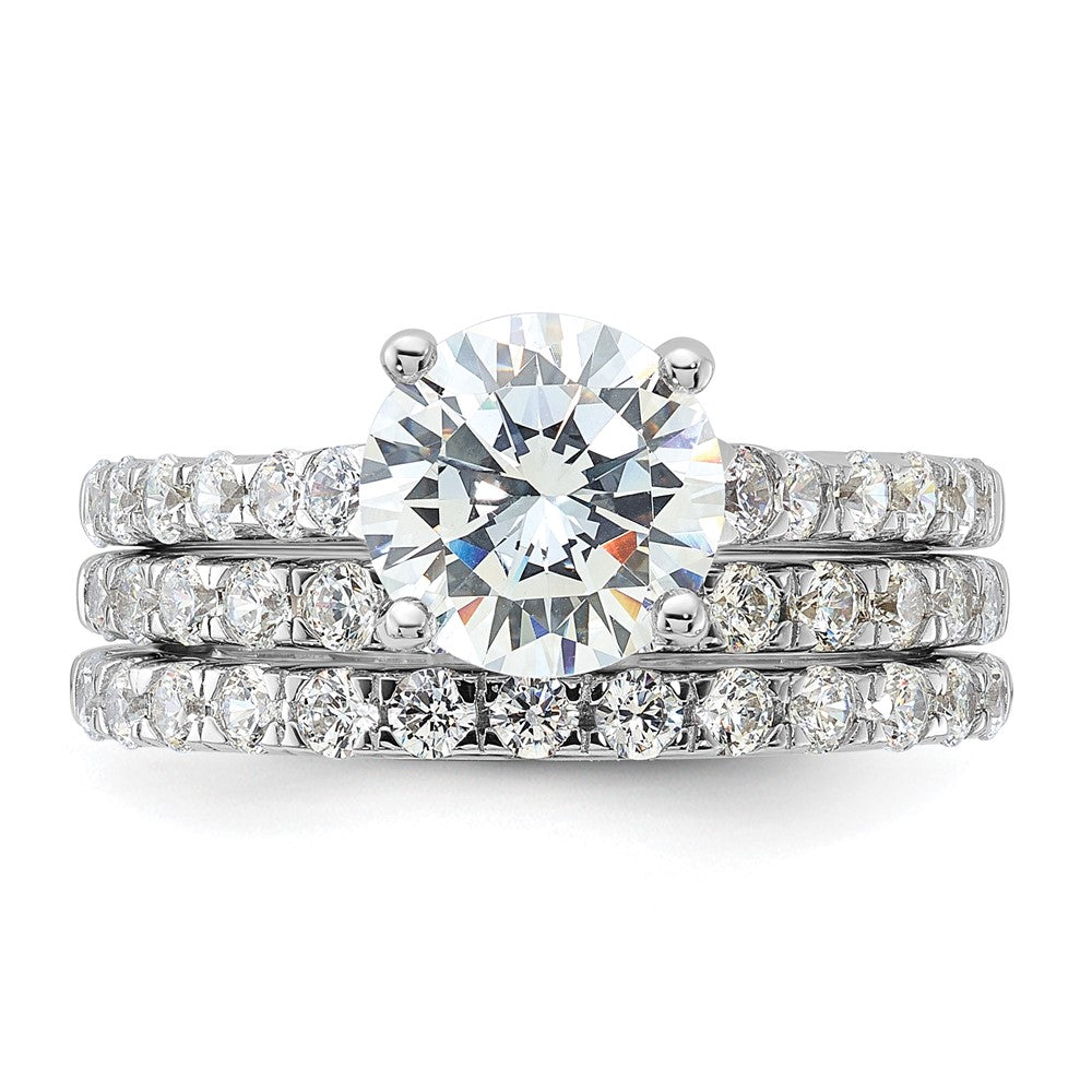 Rhodium-plated CZ Ring & 2 CZ Band Set - WBC