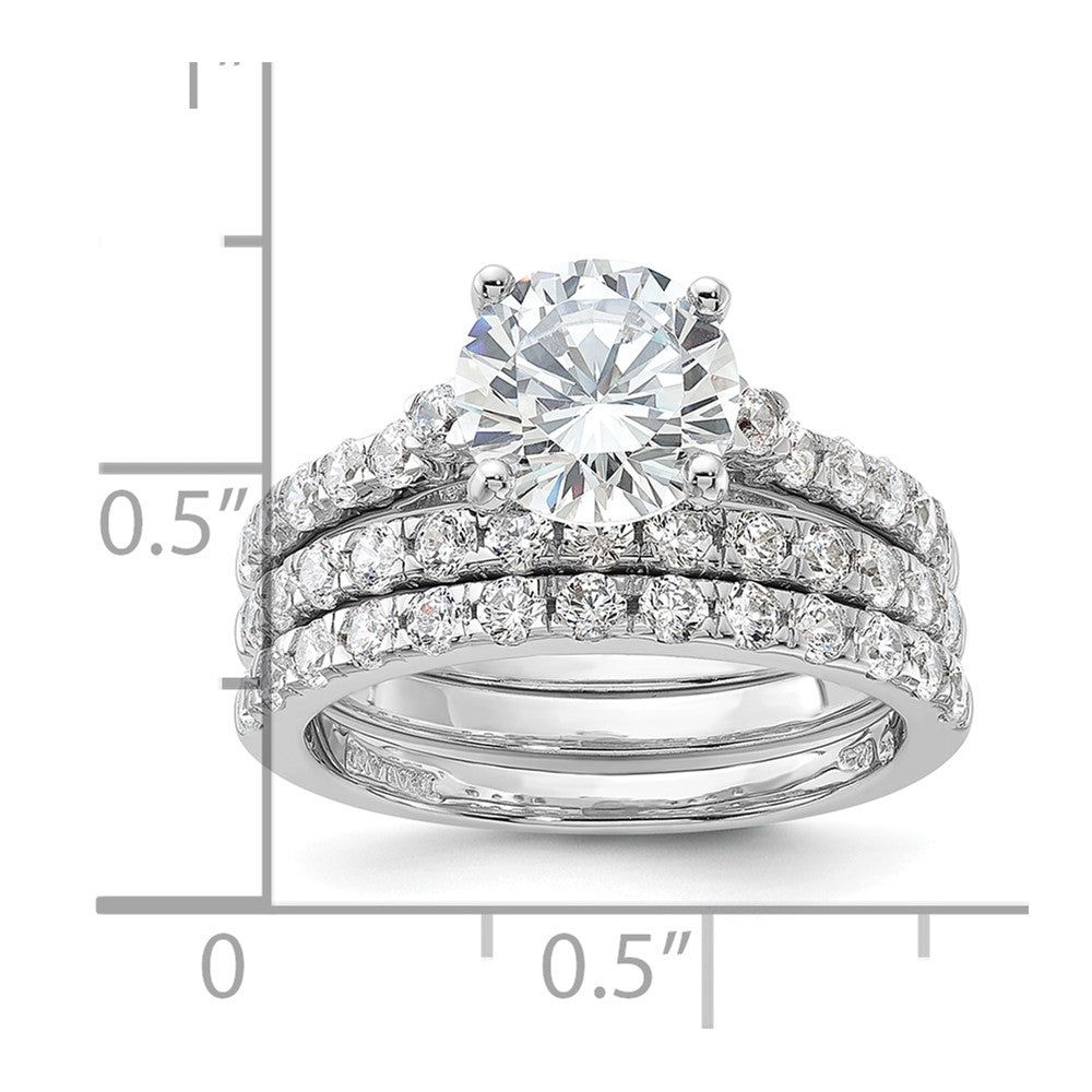 Rhodium-plated CZ Ring & 2 CZ Band Set - WBC