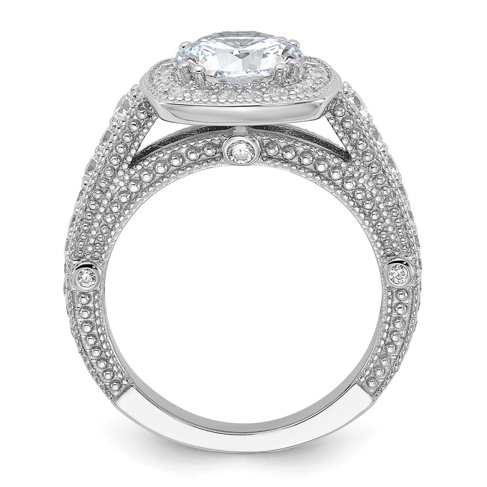 Rhodium-plated Center CZ Halo Ring - WBC