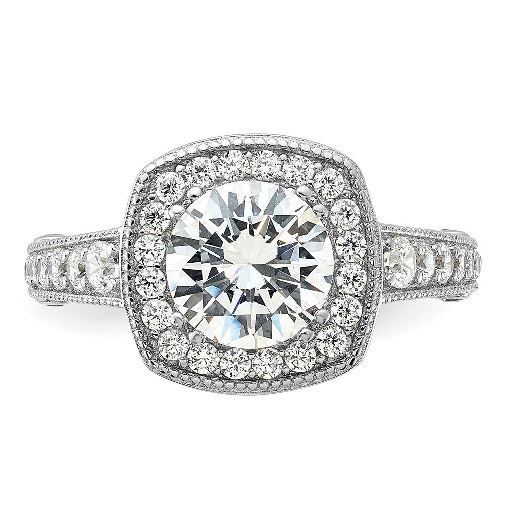Rhodium-plated Center CZ Halo Ring - WBC