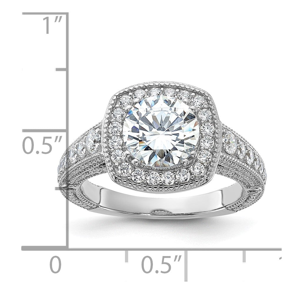 Rhodium-plated Center CZ Halo Ring - WBC