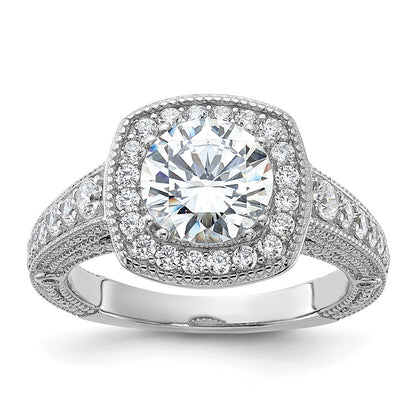 Rhodium-plated Center CZ Halo Ring - WBC