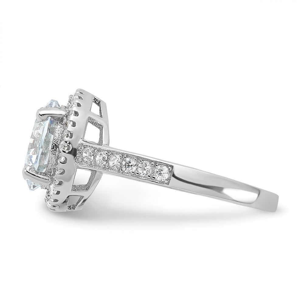 Rhodium-plated Center Halo CZ Ring - WBC