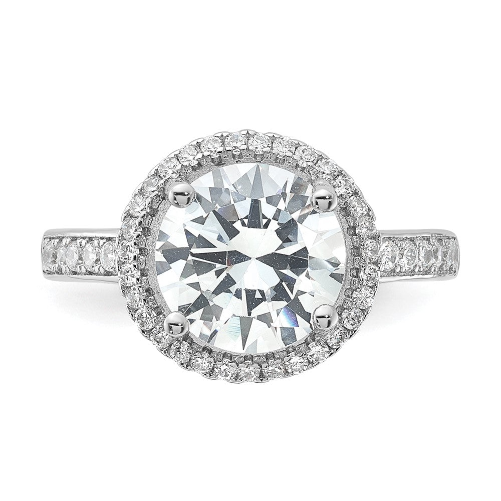 Rhodium-plated Center Halo CZ Ring - WBC