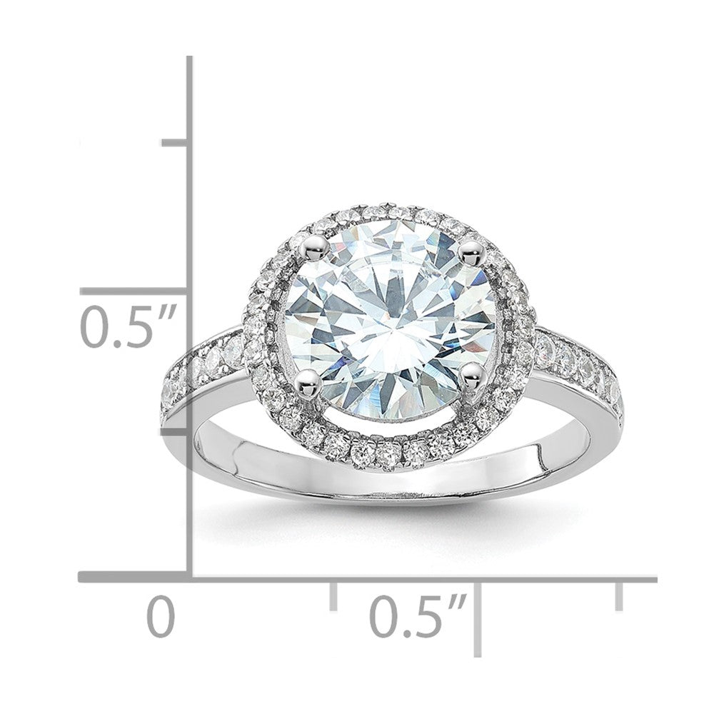 Rhodium-plated Center Halo CZ Ring - WBC