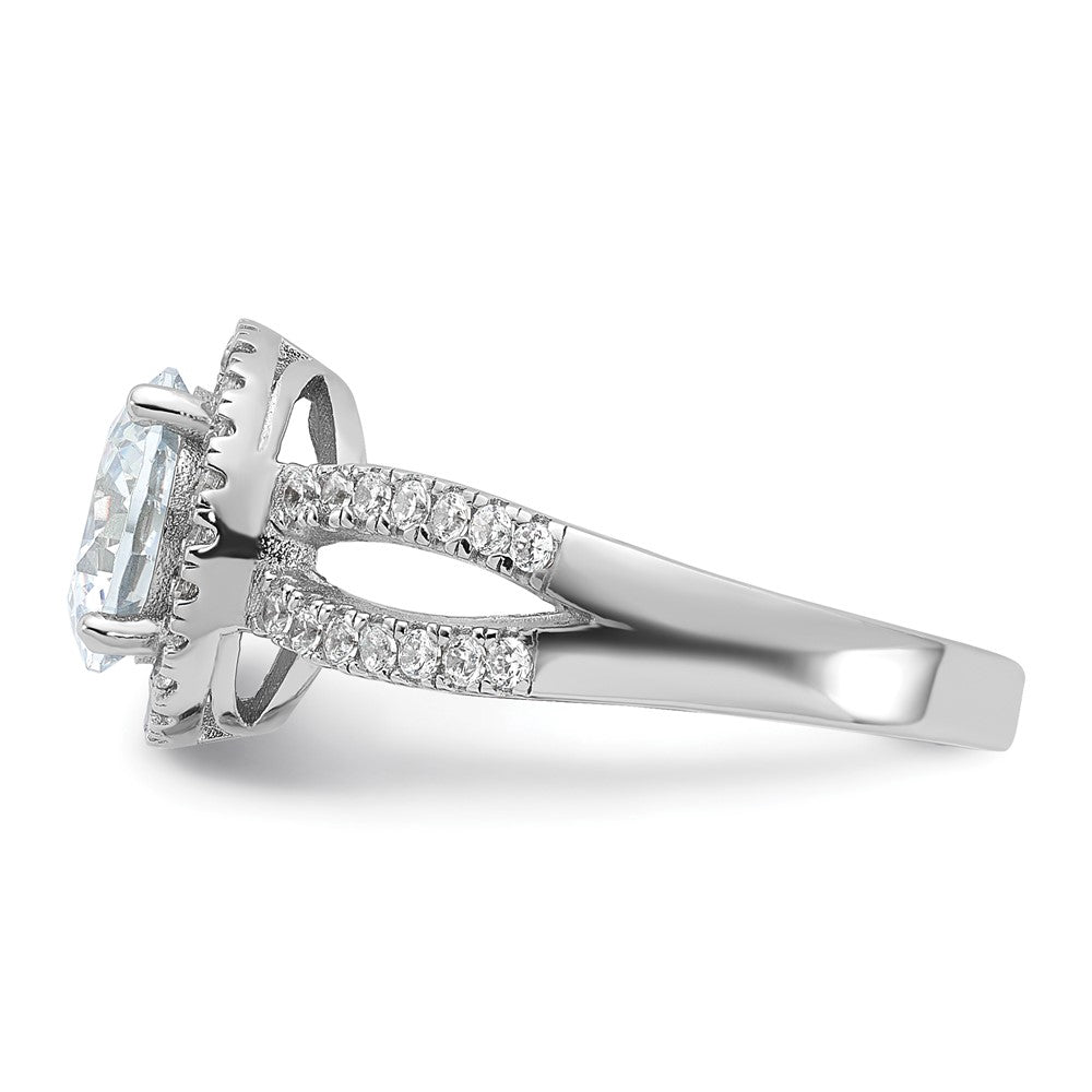 Rhodium-plated Halo Center CZ Ring - WBC