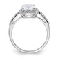 Rhodium-plated 9x7 Cushion CZ Ring - WBC