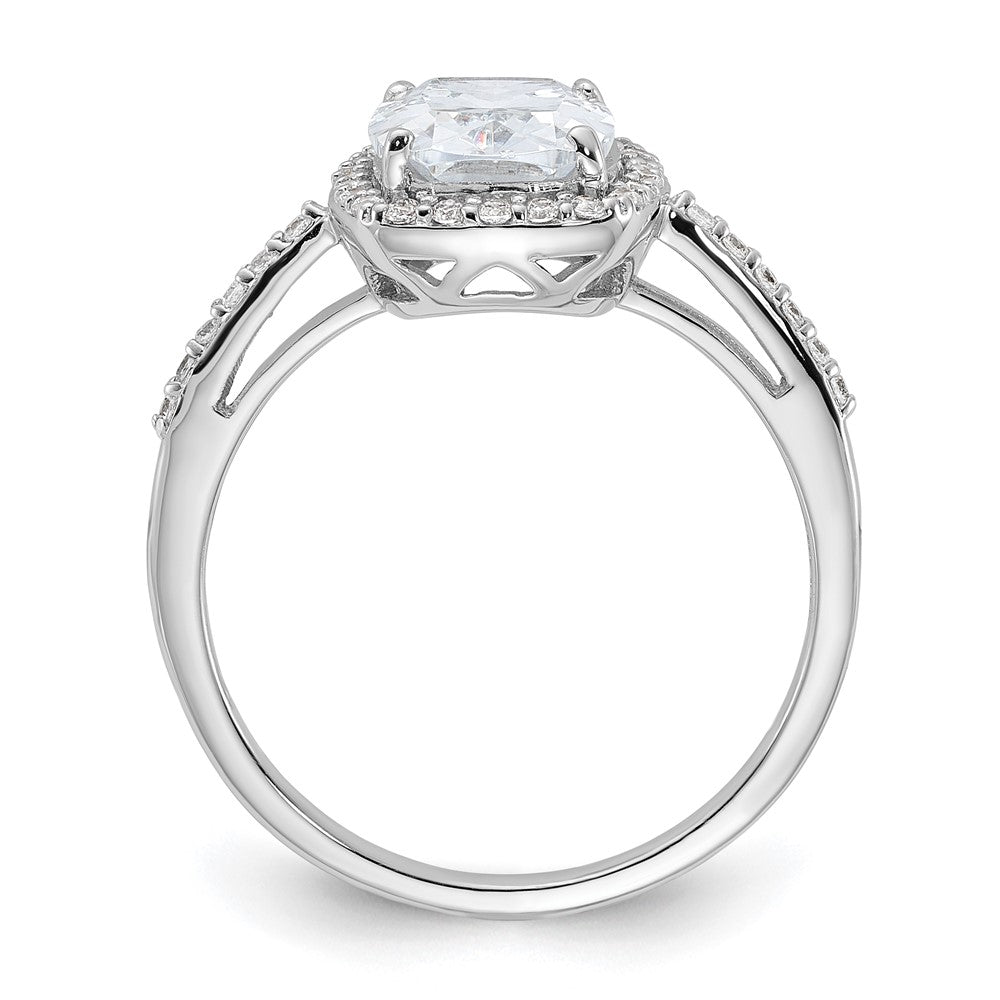 Rhodium-plated 9x7 Cushion CZ Ring - WBC