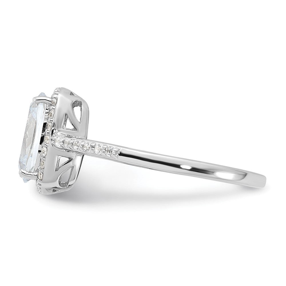 Rhodium-plated 9x7 Cushion CZ Ring - WBC
