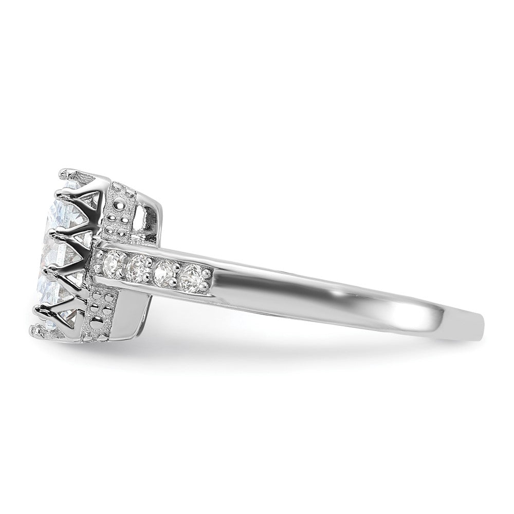 Rhodium-plated Polished CZ Ring - WBC