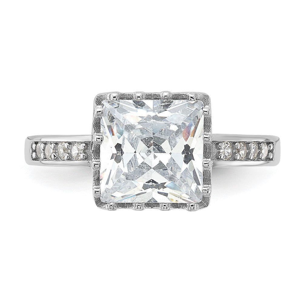 Rhodium-plated Polished CZ Ring - WBC