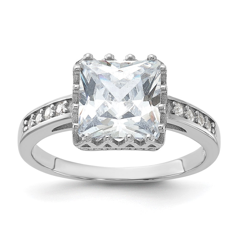 Rhodium-plated Polished CZ Ring - WBC