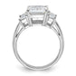 Rhodium-plated Emerald-cut CZ 3-stone Ring - WBC