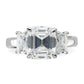 Rhodium-plated Emerald-cut CZ 3-stone Ring - WBC