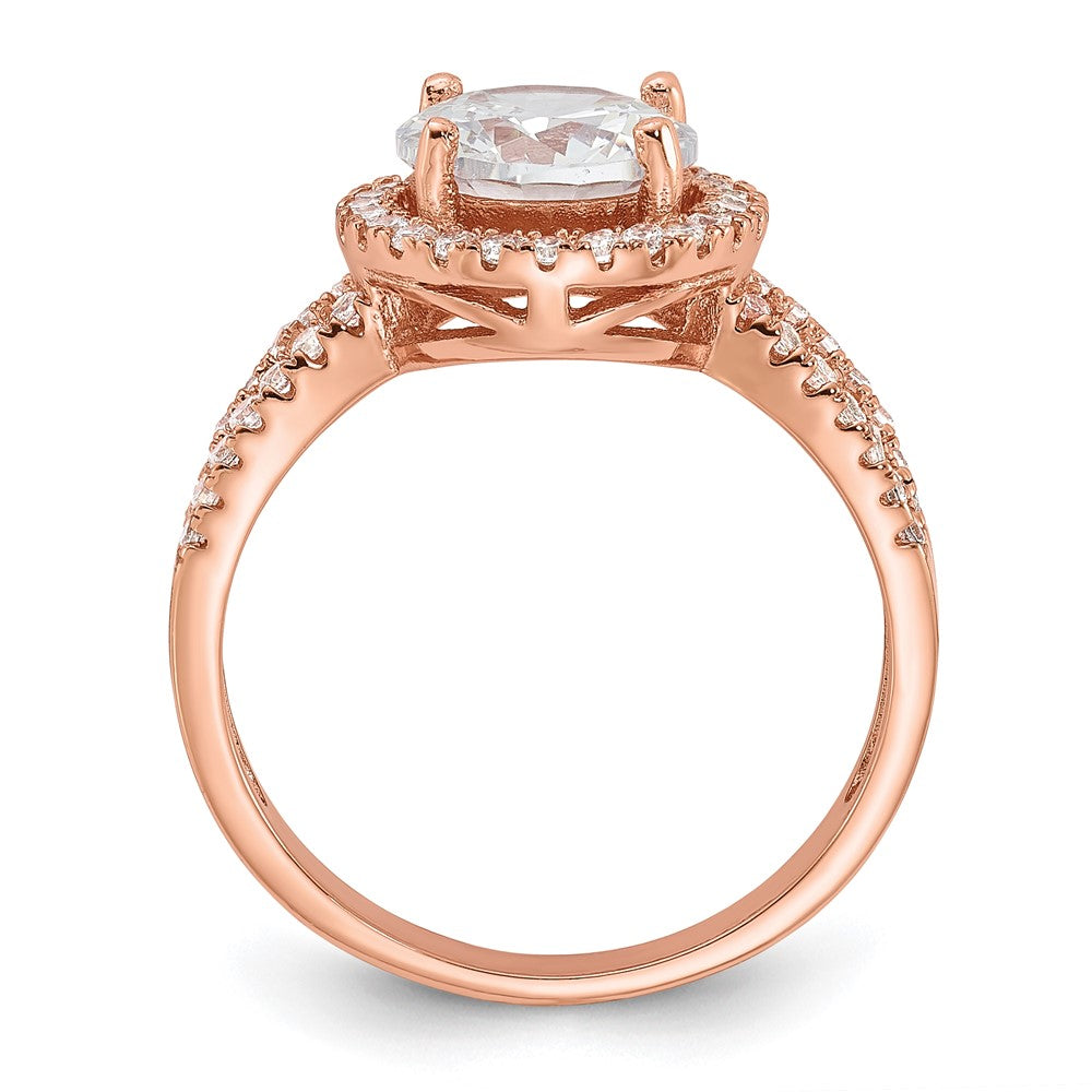 -tone Center CZ Halo Ring - WBC