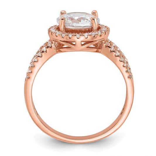 -tone Center CZ Halo Ring - WBC