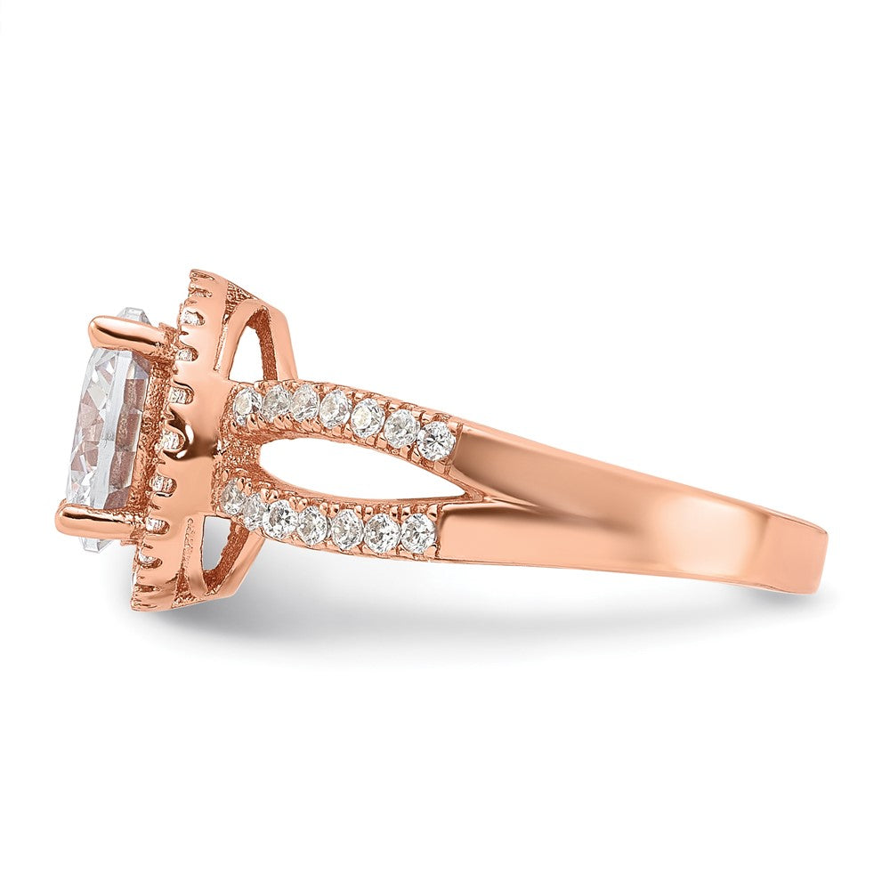 -tone Center CZ Halo Ring - WBC