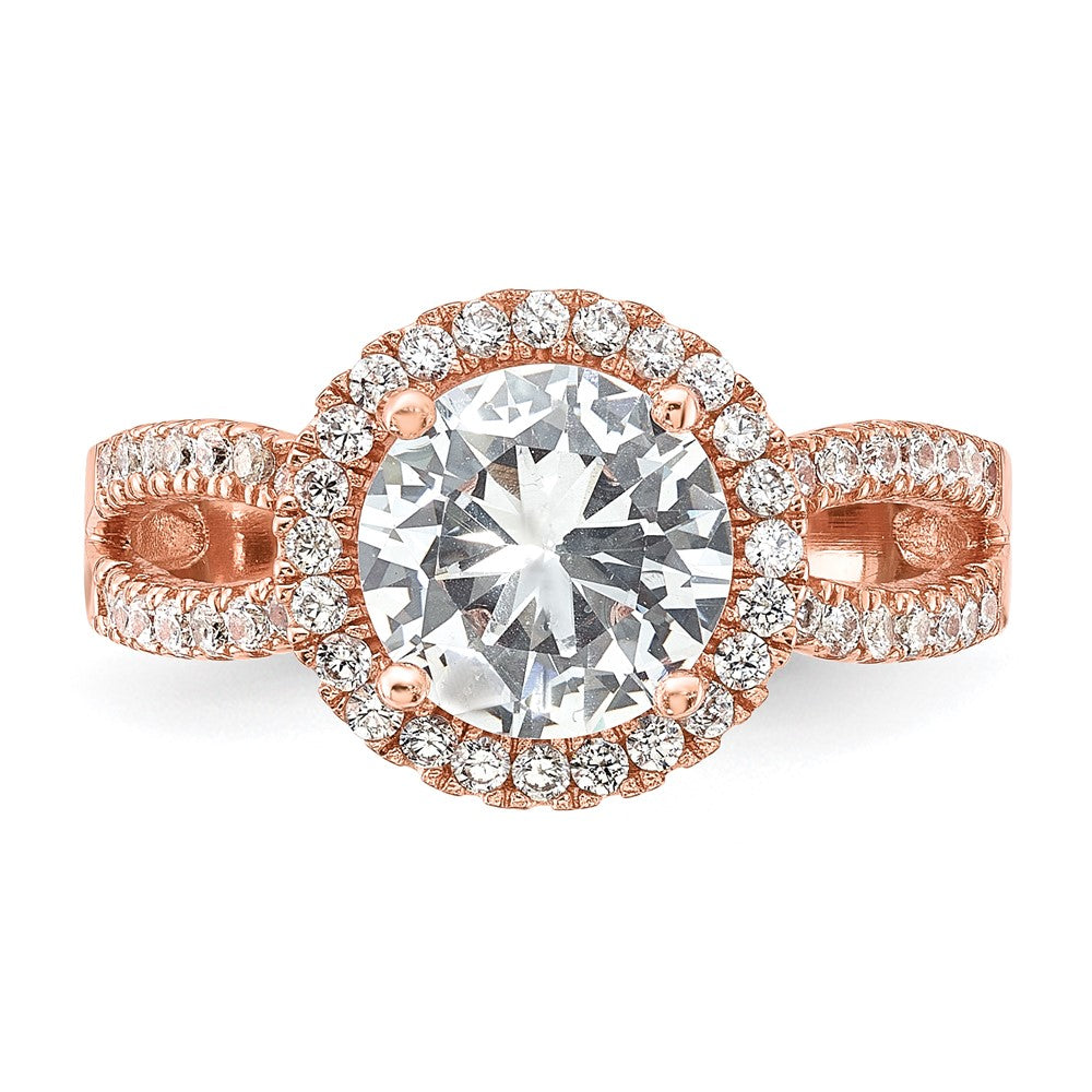 -tone Center CZ Halo Ring - WBC