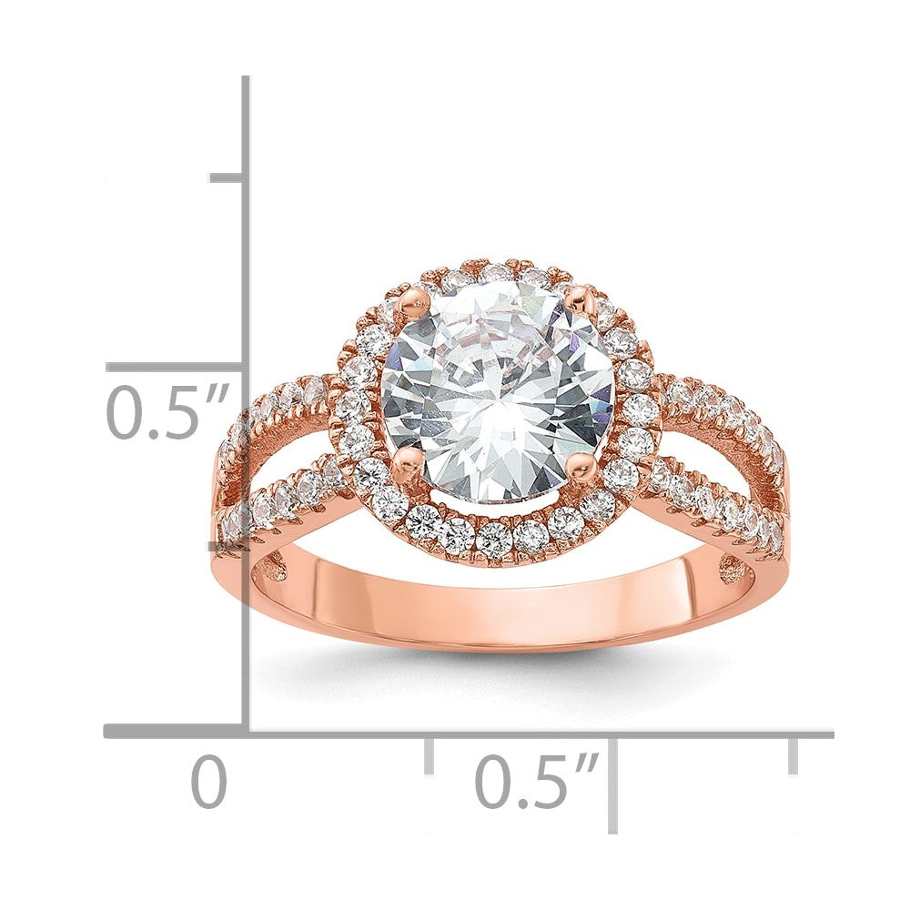 -tone Center CZ Halo Ring - WBC