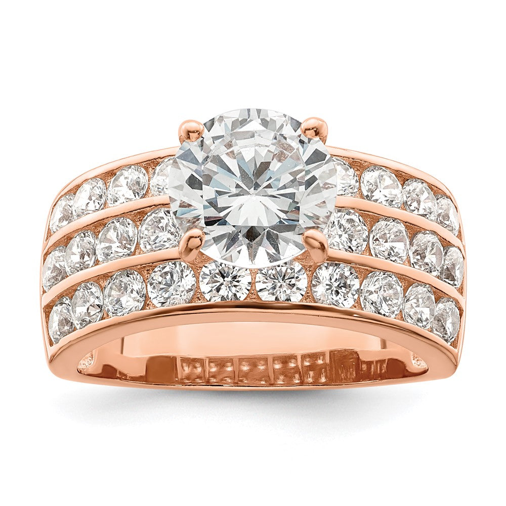Polished -tone 3 Row CZ Ring - WBC