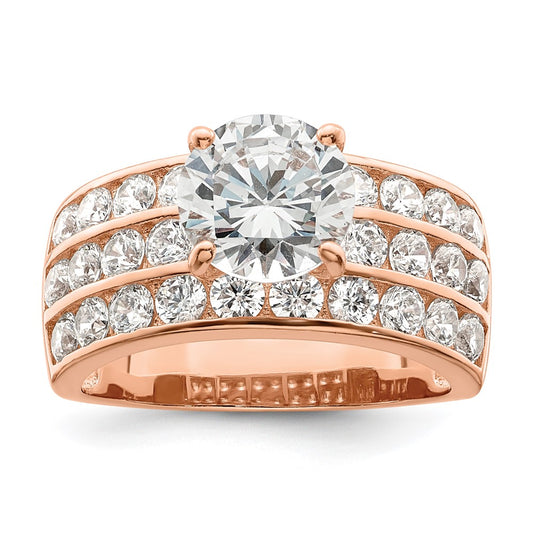 Polished -tone 3 Row CZ Ring - WBC