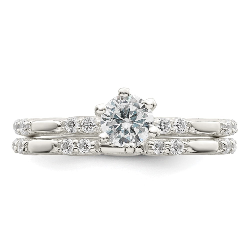 Polished CZ Wedding Ring Set - WBC