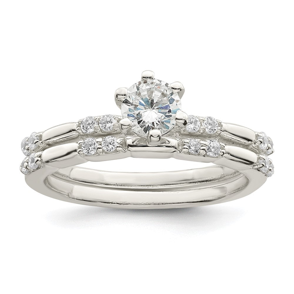 Polished CZ Wedding Ring Set - WBC