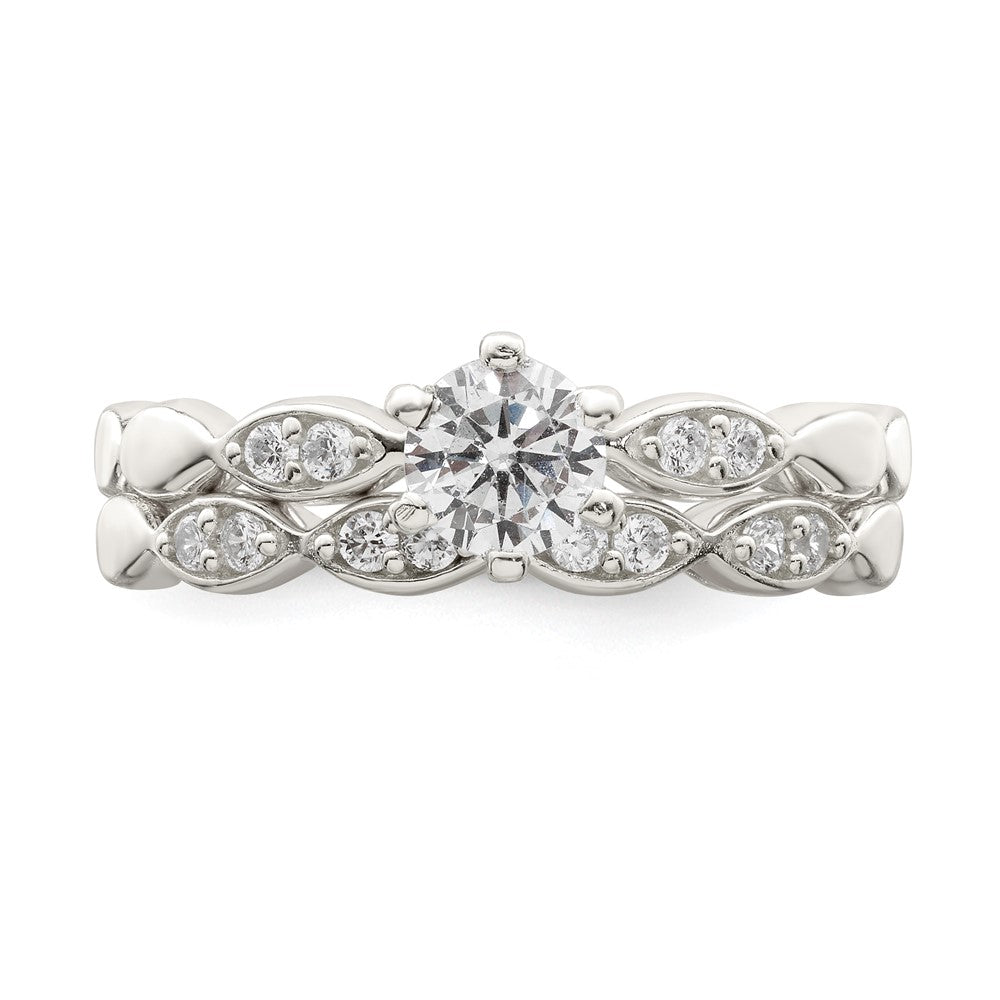 Polished CZ Wedding Ring Set - WBC