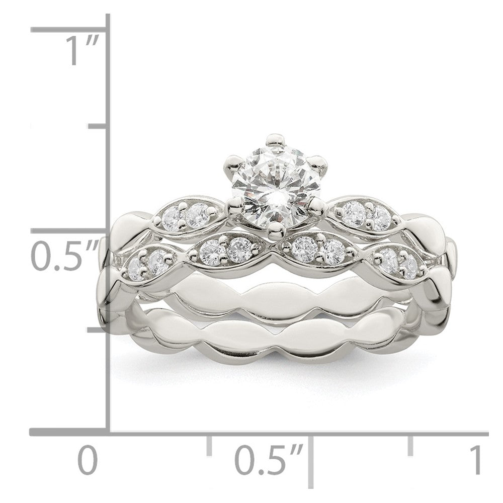 Polished CZ Wedding Ring Set - WBC