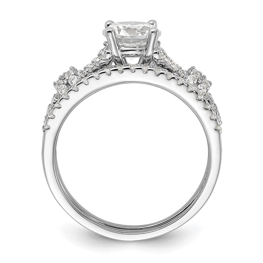 Rhodium-plated Polished CZ Engagement and Band Set - WBC