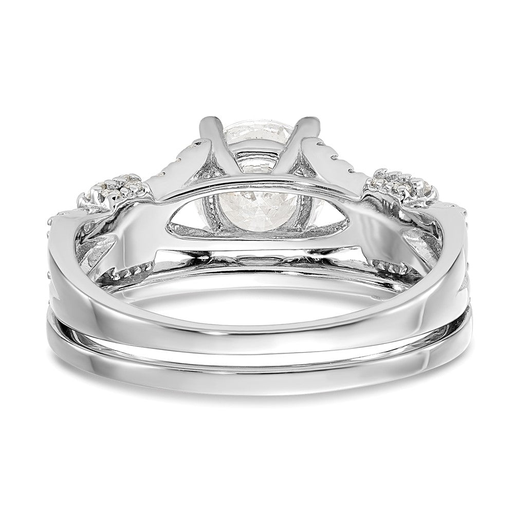 Rhodium-plated Polished CZ Engagement and Band Set - WBC