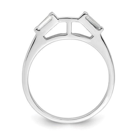 Rhodium-plated CZ Two Piece Wedding Set Rings - WBC