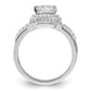 Rhodium-plated CZ Halo Engagement Ring & Band Set - WBC