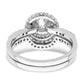 Rhodium-plated CZ Halo Engagement Ring & Band Set - WBC