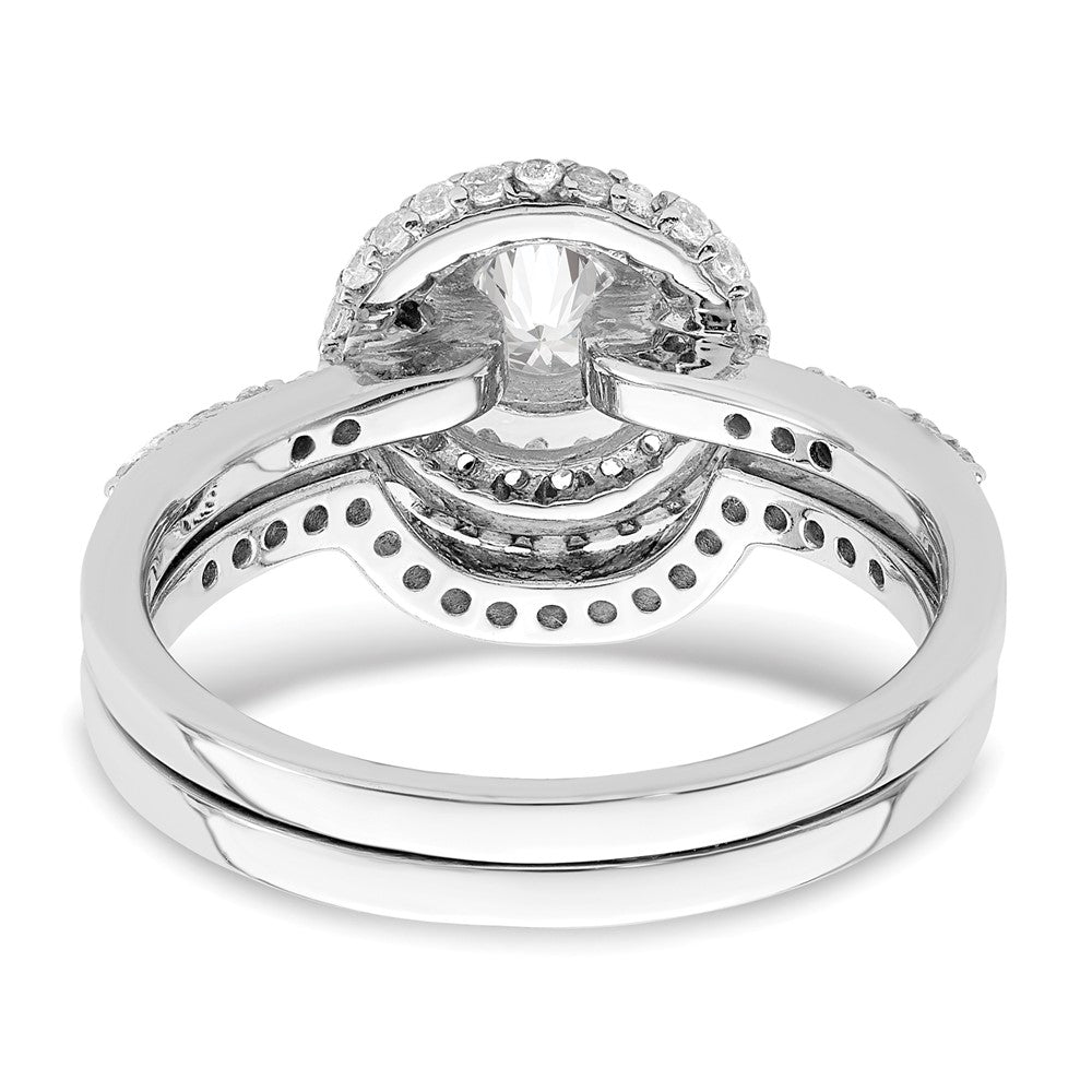 Rhodium-plated CZ Halo Engagement Ring & Band Set - WBC