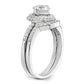 Rhodium-plated CZ Halo Engagement Ring & Band Set - WBC