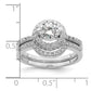 Rhodium-plated CZ Halo Engagement Ring & Band Set - WBC