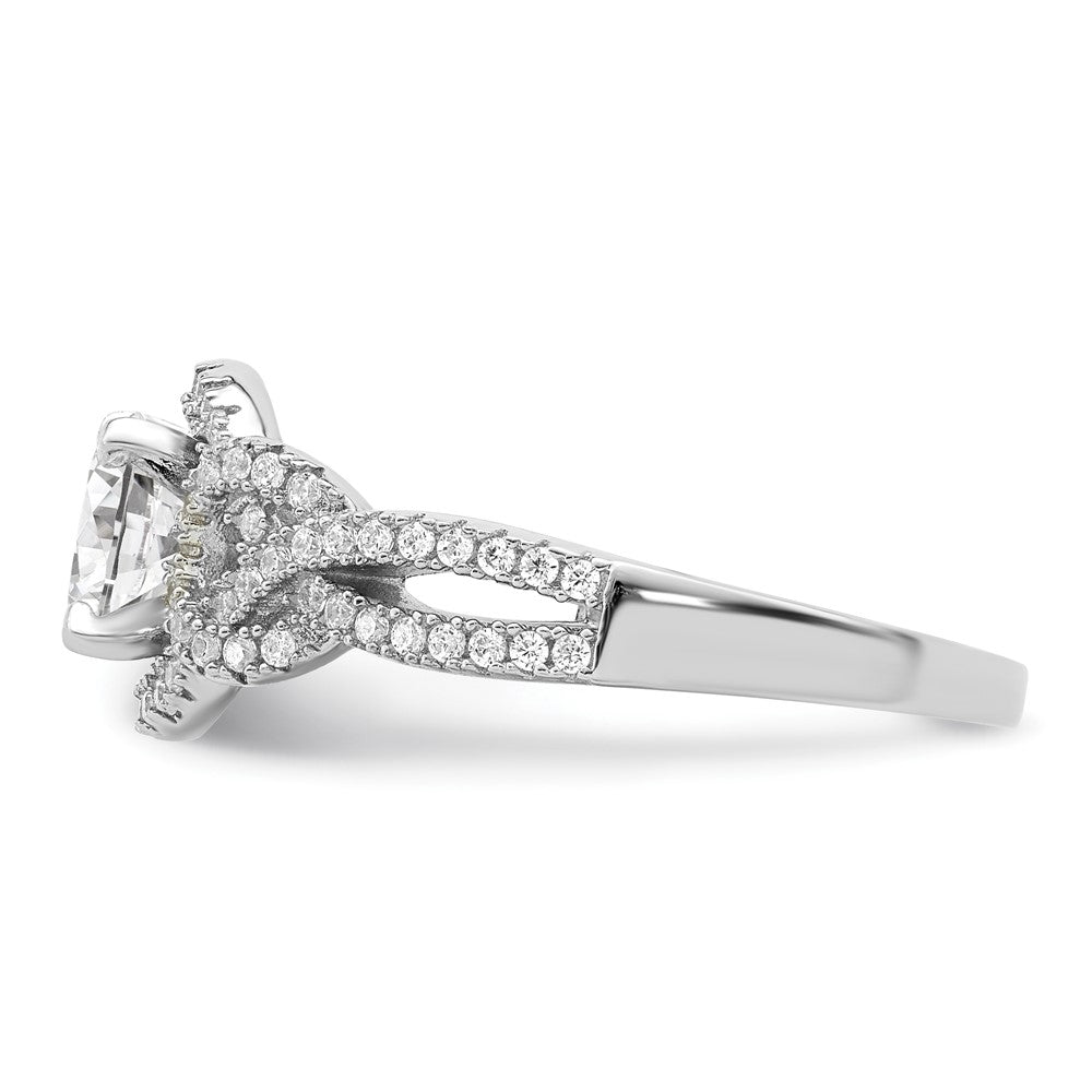 Rhodium plated 2 piece CZ Bridal Ring Set - WBC