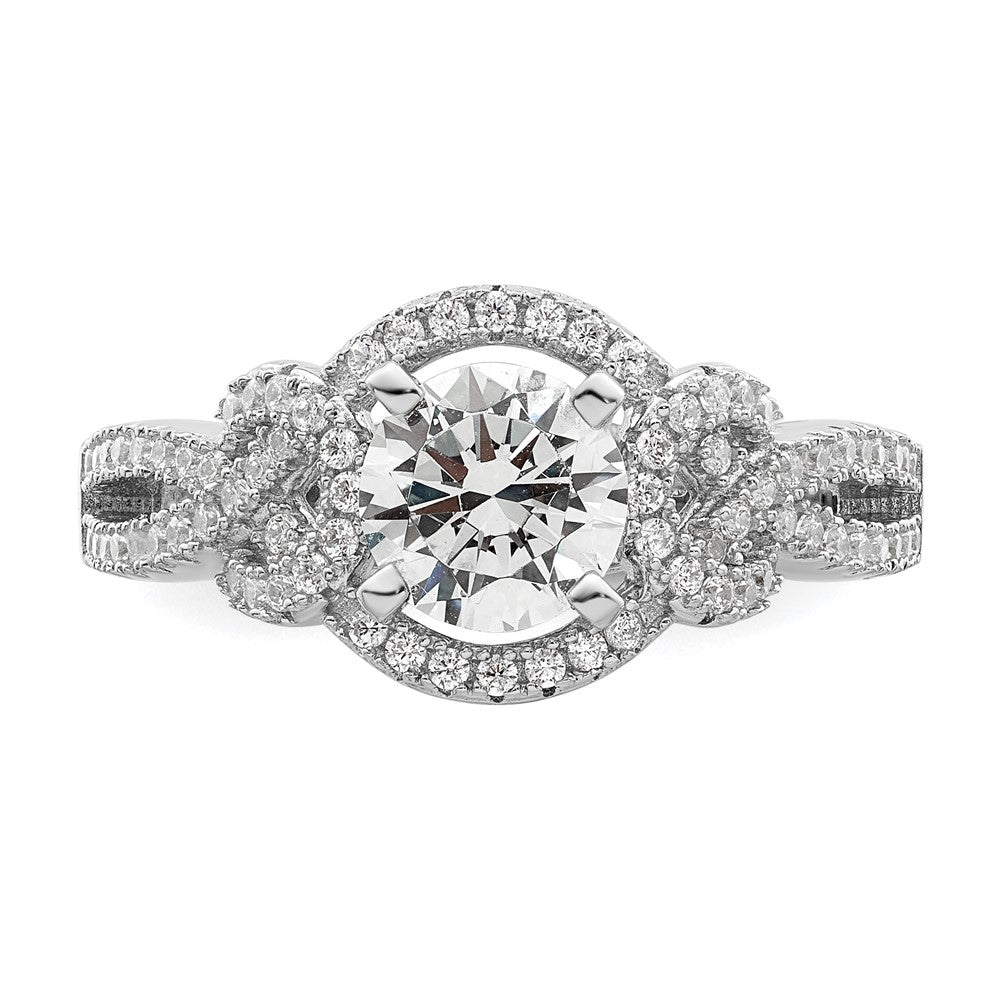 Rhodium plated 2 piece CZ Bridal Ring Set - WBC