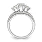 Rhodium-plated CZ 3 Stone Pave Band Engagement Ring Set - WBC