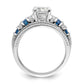 Rh-plated Polished Blue & CZ Engagement & Band Ring - WBC