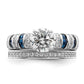Rh-plated Polished Blue & CZ Engagement & Band Ring - WBC