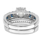 Rh-plated Polished Blue & CZ Engagement & Band Ring - WBC